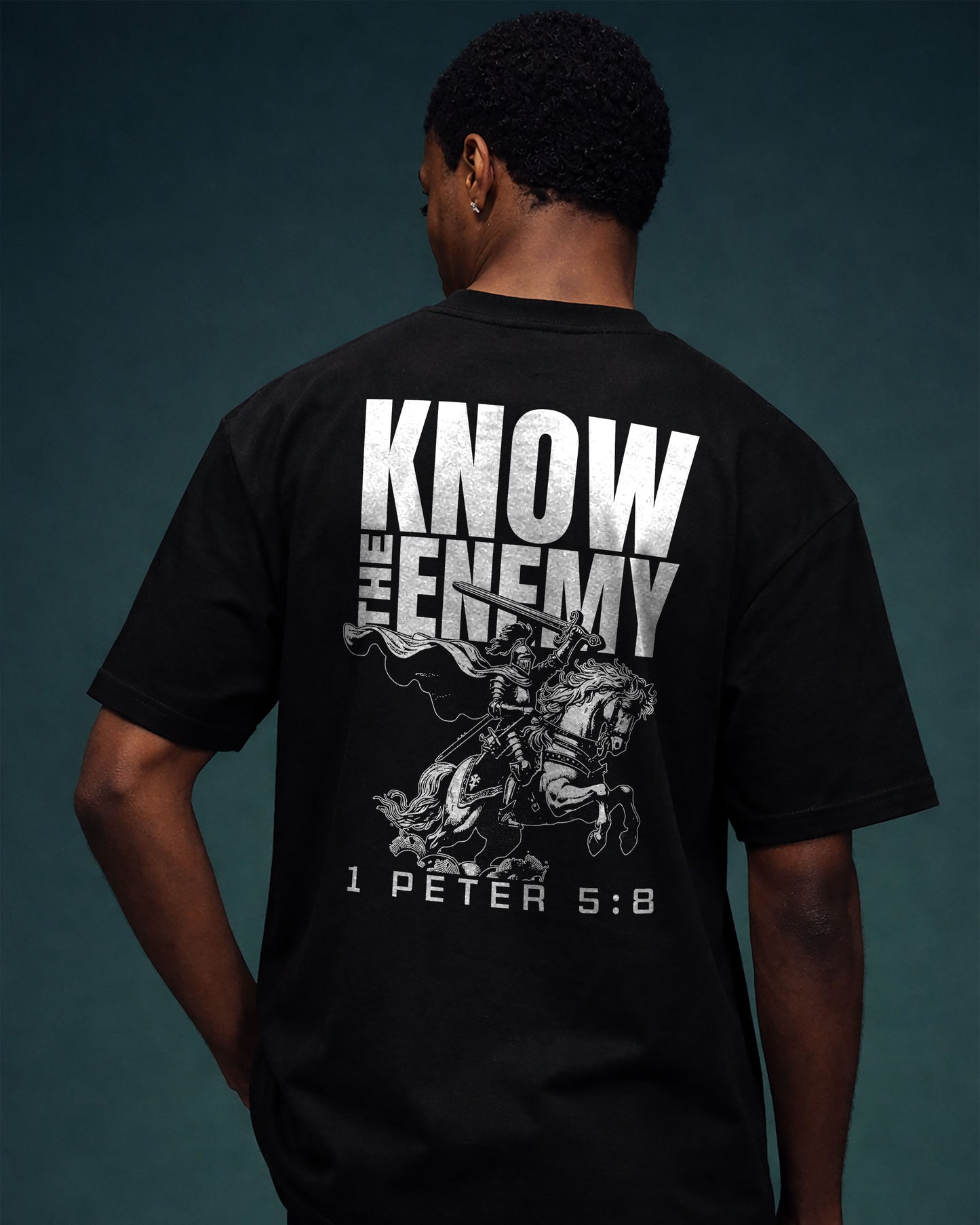 Know The Enemy Christian T-Shirt – 1 Peter 5:8 Shirt- Black