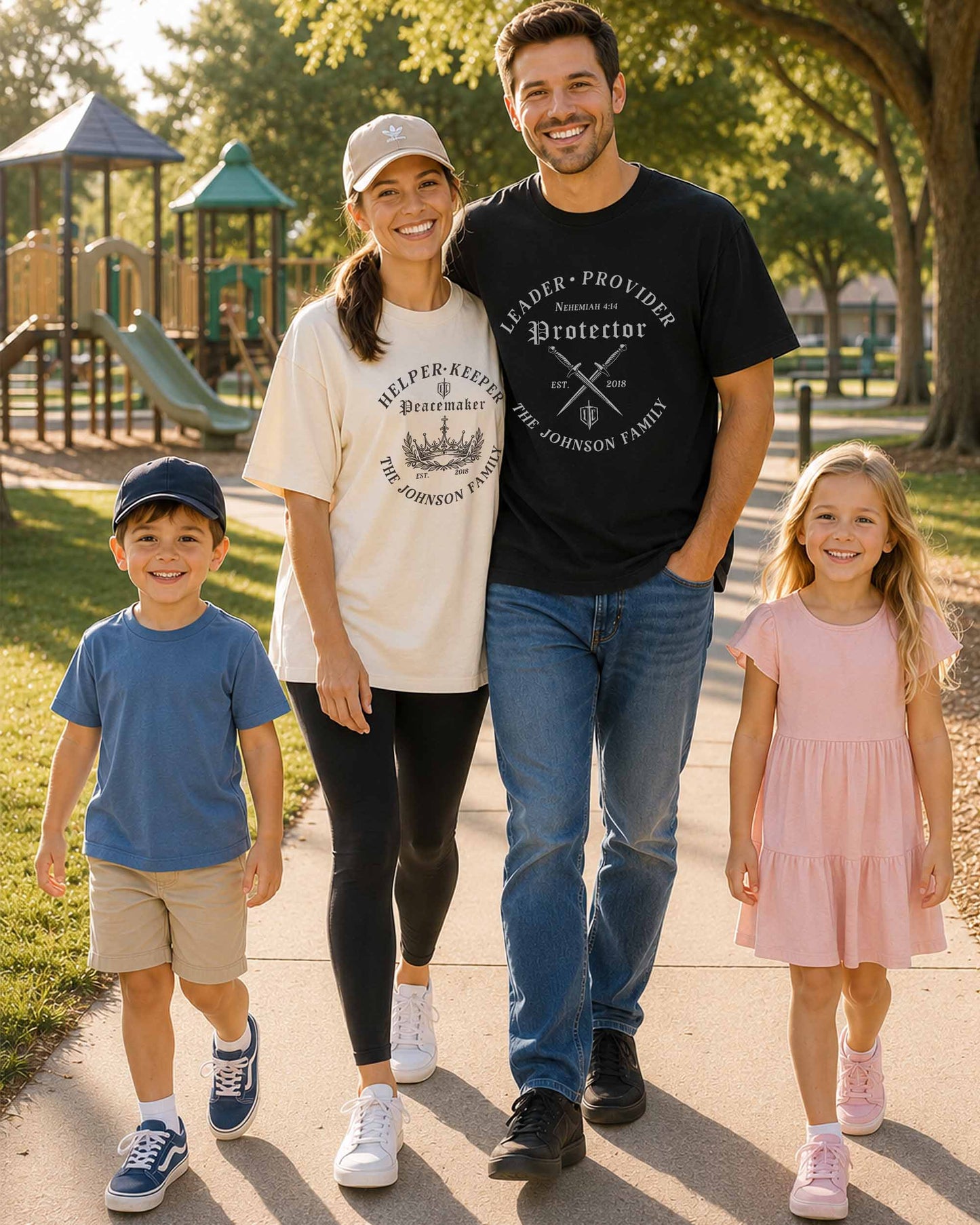 Personalized Christian Couple T-Shirt | Custom Family Name | Husband & Wife Matching Shirts