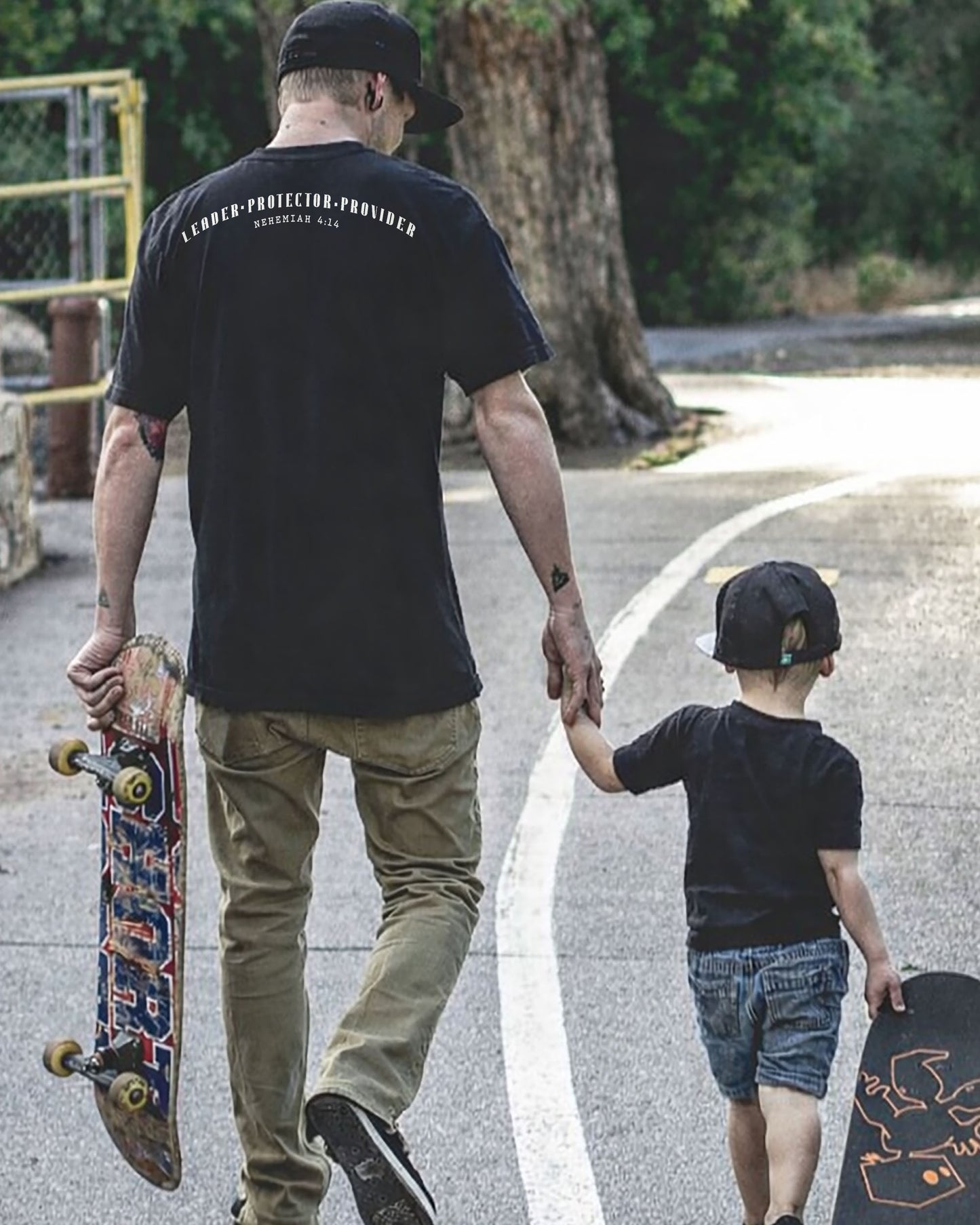 Leader. Protector. Provider. Back Print | Nehemiah 4:14 Christian Men’s Tee