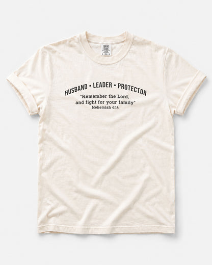 Husband • Leader • Protector | Nehemiah 4:14 Christian Men's T-Shirt