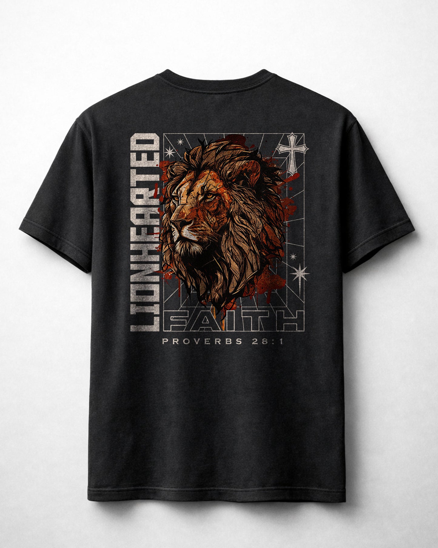 Lionhearted Faith T-Shirt – Proverbs 28:1 Christian Shirt - Black