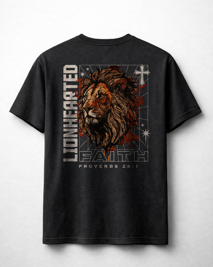 Lionhearted Faith T-Shirt – Proverbs 28:1 Christian Shirt - Black