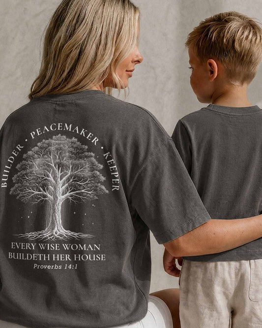 Builder • Peacemaker • Keeper – Proverbs 14:1 Christian Women's Vintage T-Shirt