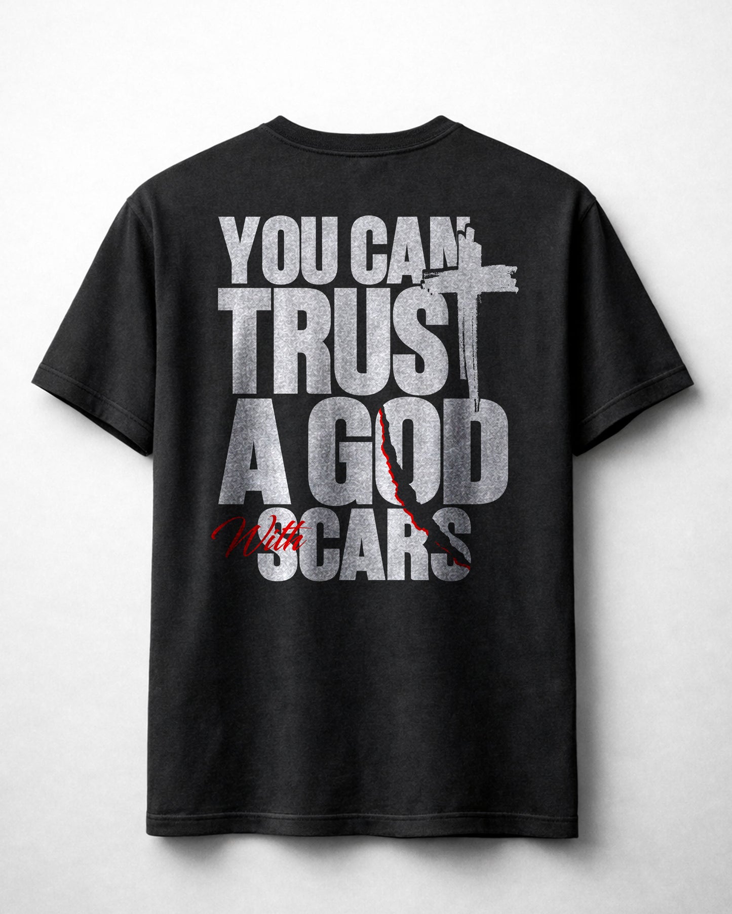 You Can Trust a God With Scars – Iron Faith Tee