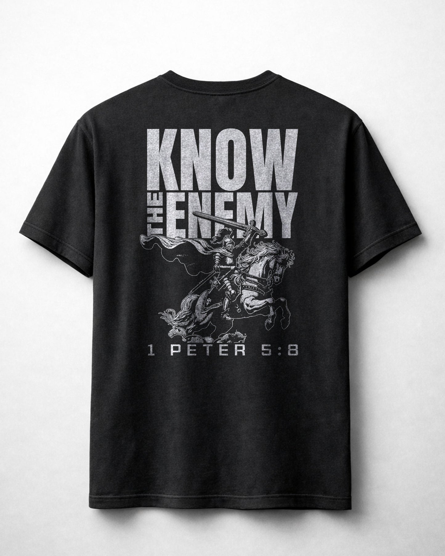 Know The Enemy Christian T-Shirt – 1 Peter 5:8 Shirt- Black