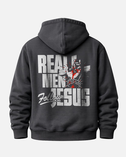 Real Men Follow Jesus Hoodie – Black