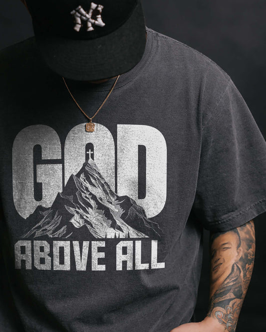 God Above All T-Shirt – Christian Men Faith Shirt - Black