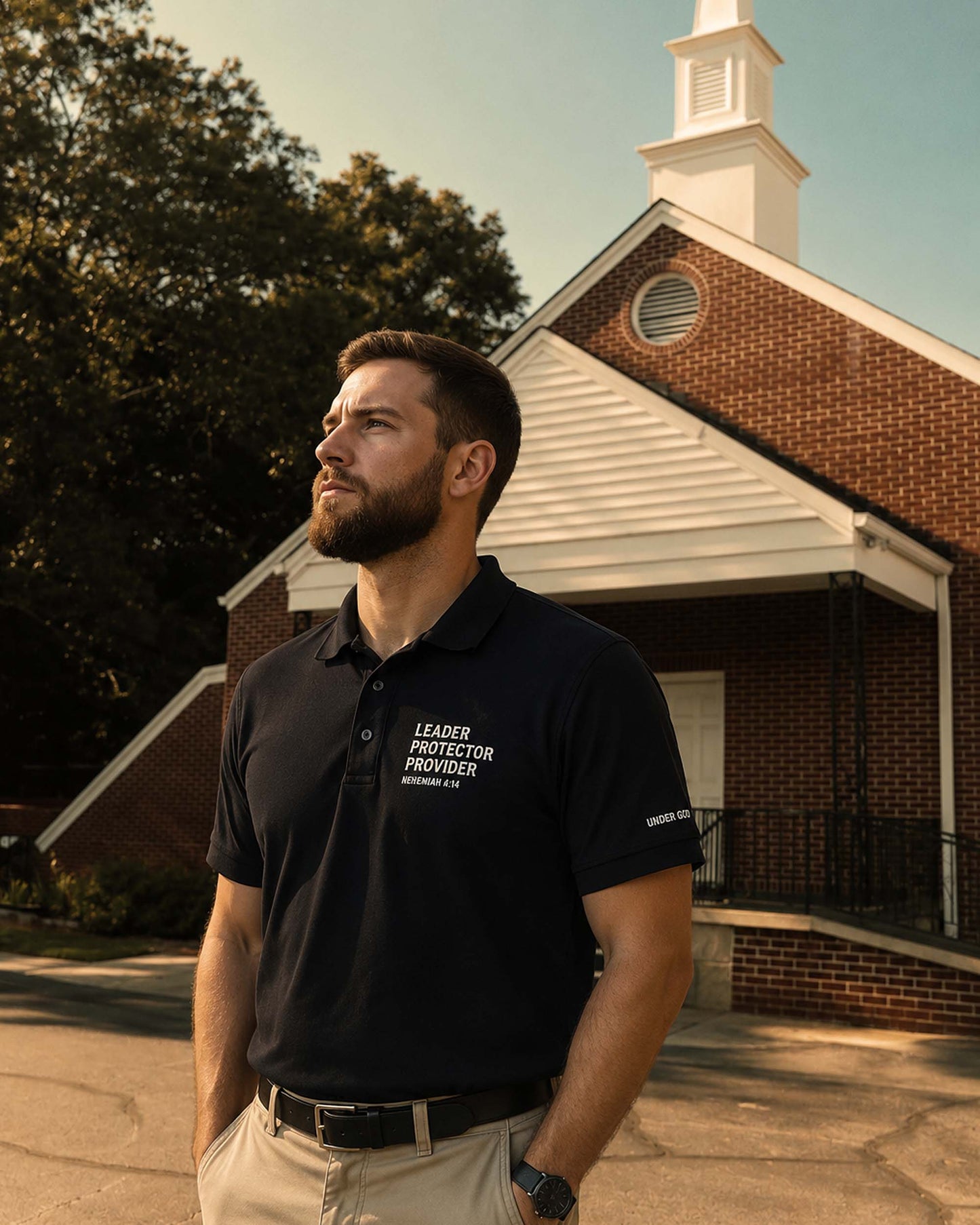 Leader Protector Provider -Nehemiah 4:14 - Signature Heavyweight Piqué Polo