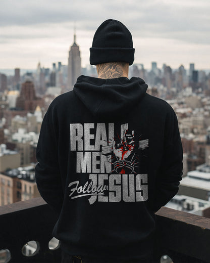 Real Men Follow Jesus Hoodie – Black