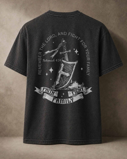 Remember the Lord, Fight for Your Family | Nehemiah 4:14 Heavyweight T-Shirt