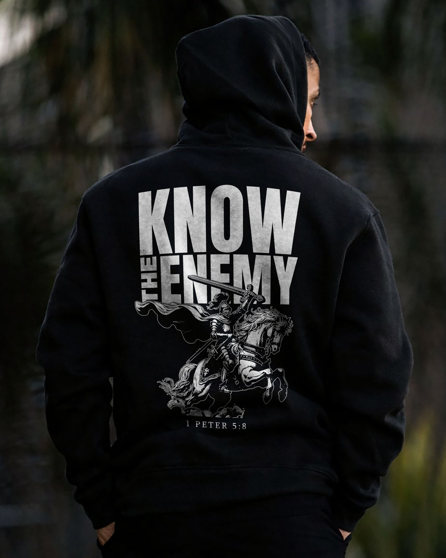 Know The Enemy Hoodie – 1 Peter 5:8 Christian Hoodie - Black