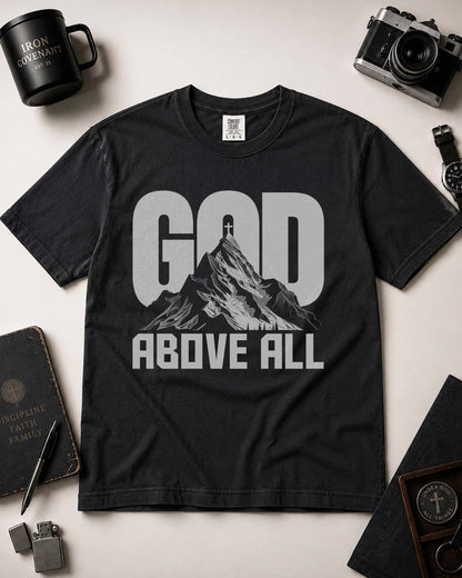 God Above All T-Shirt – Christian Men Faith Shirt - Black