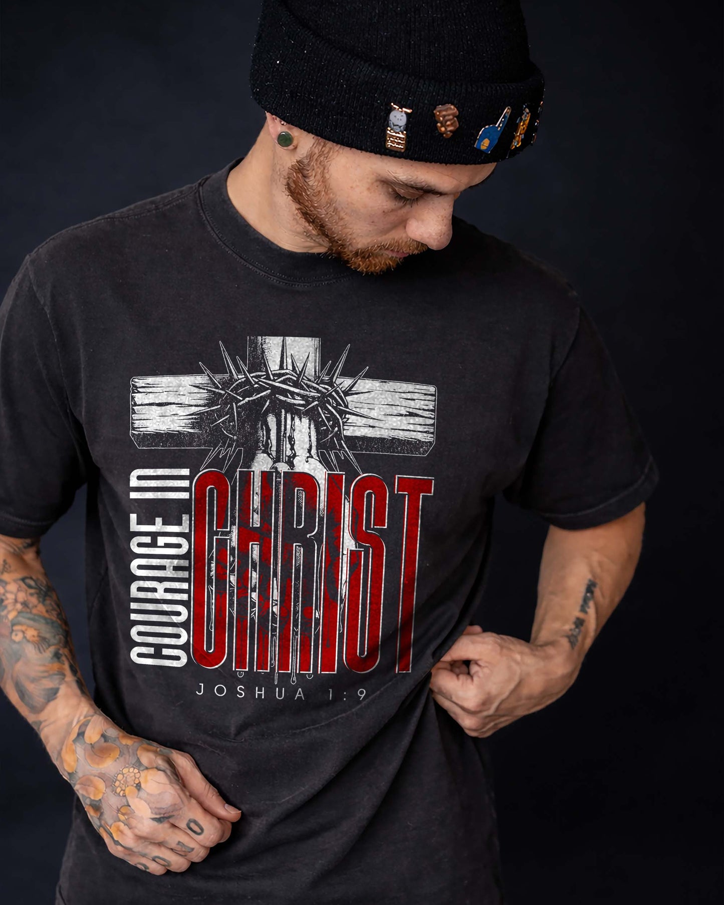 Courage in Christ T-Shirt – Joshua 1:9 Christian Shirt