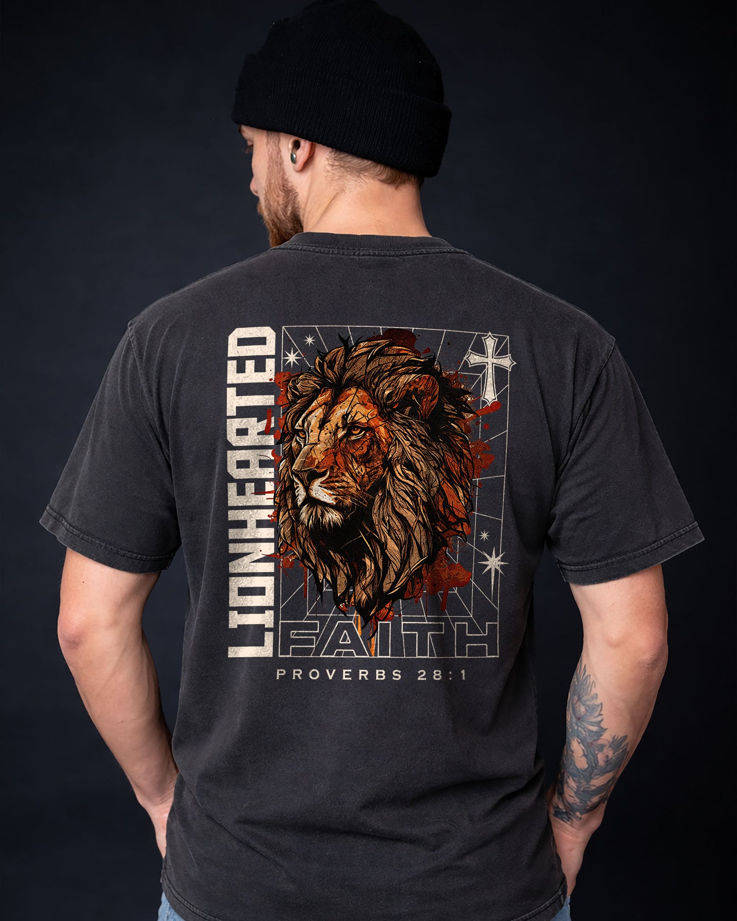 Lionhearted Faith T-Shirt – Proverbs 28:1 Christian Shirt - Black