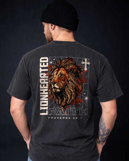 Lionhearted Faith T-Shirt – Proverbs 28:1 Christian Shirt - Black