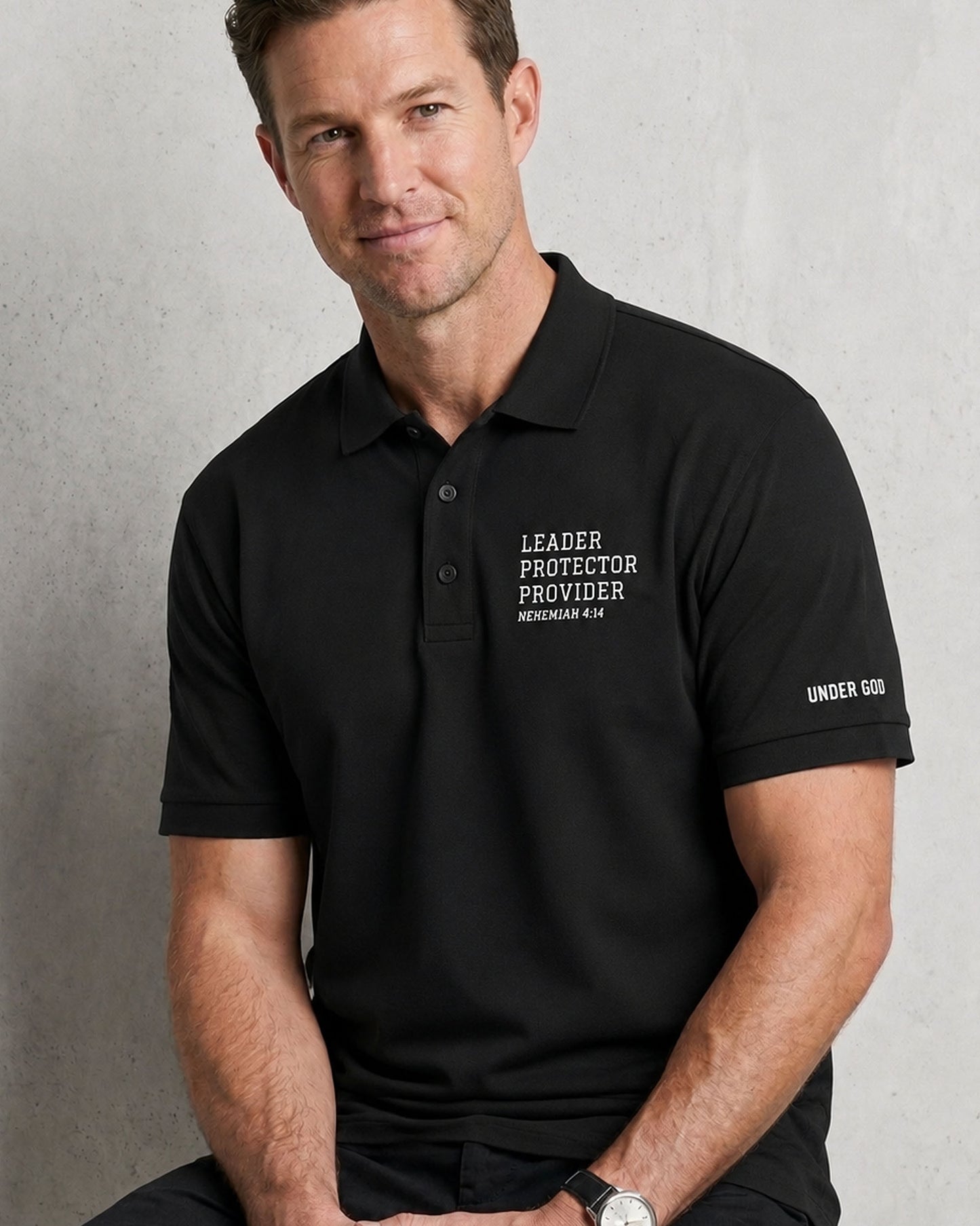 Leader Protector Provider -Nehemiah 4:14 - Signature Heavyweight Piqué Polo