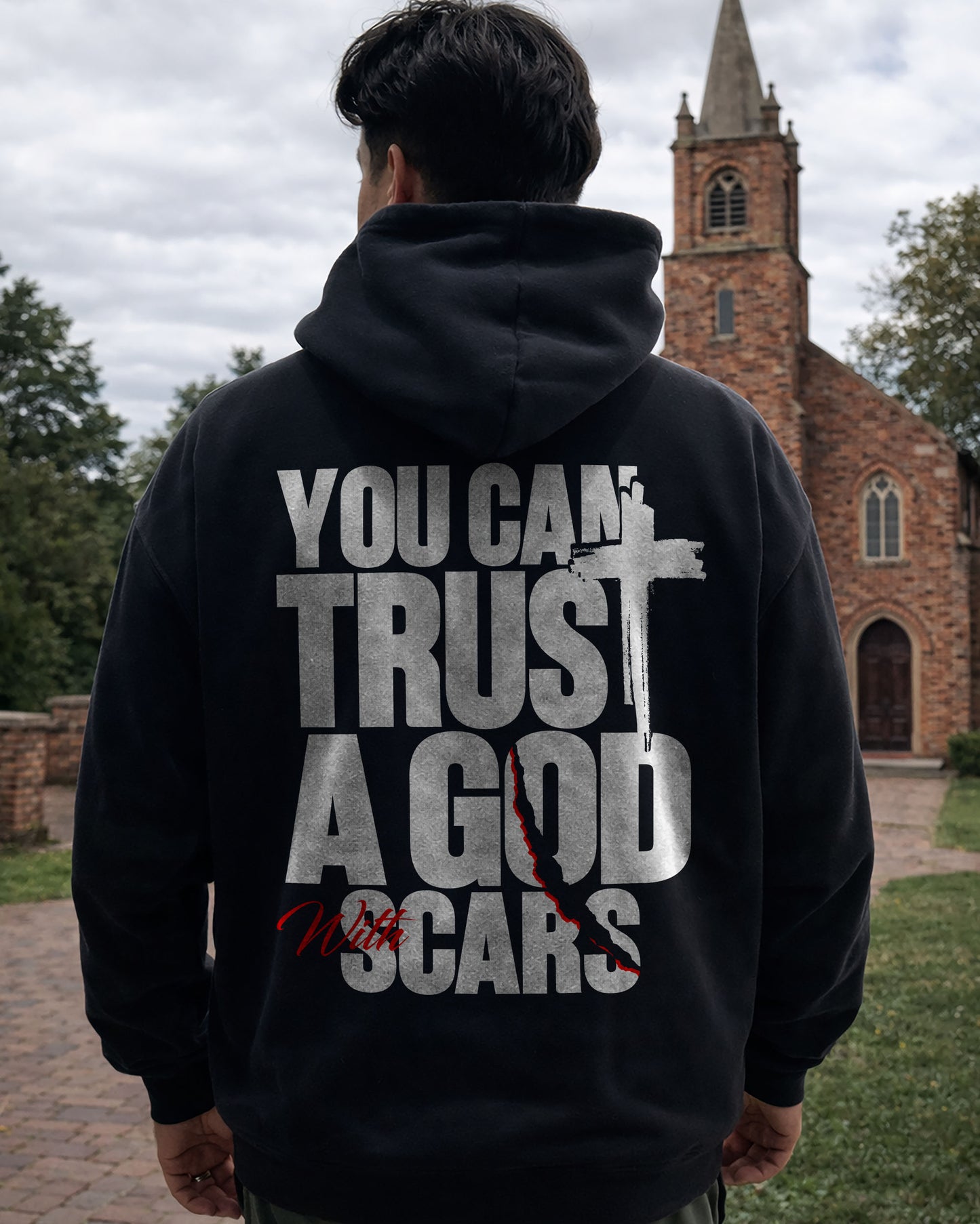 You Can Trust a God With Scars – Heavyweight Faith Hoodie