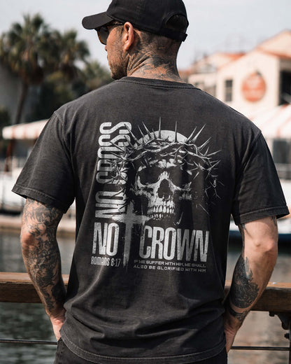 No Cross No Crown T-Shirt – Romans 8:17 Christian Black Shirt