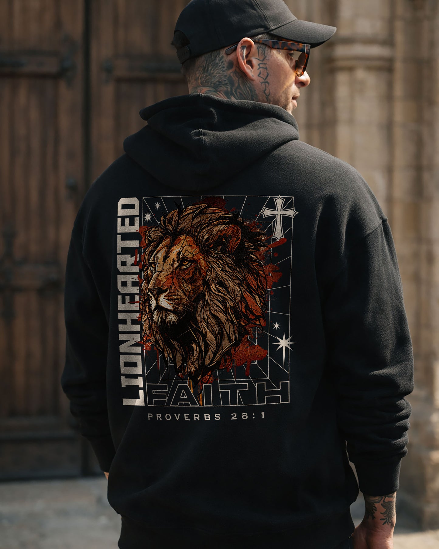 Lionhearted Faith Hoodie – Proverbs 28:1 Christian Hoodie - Black