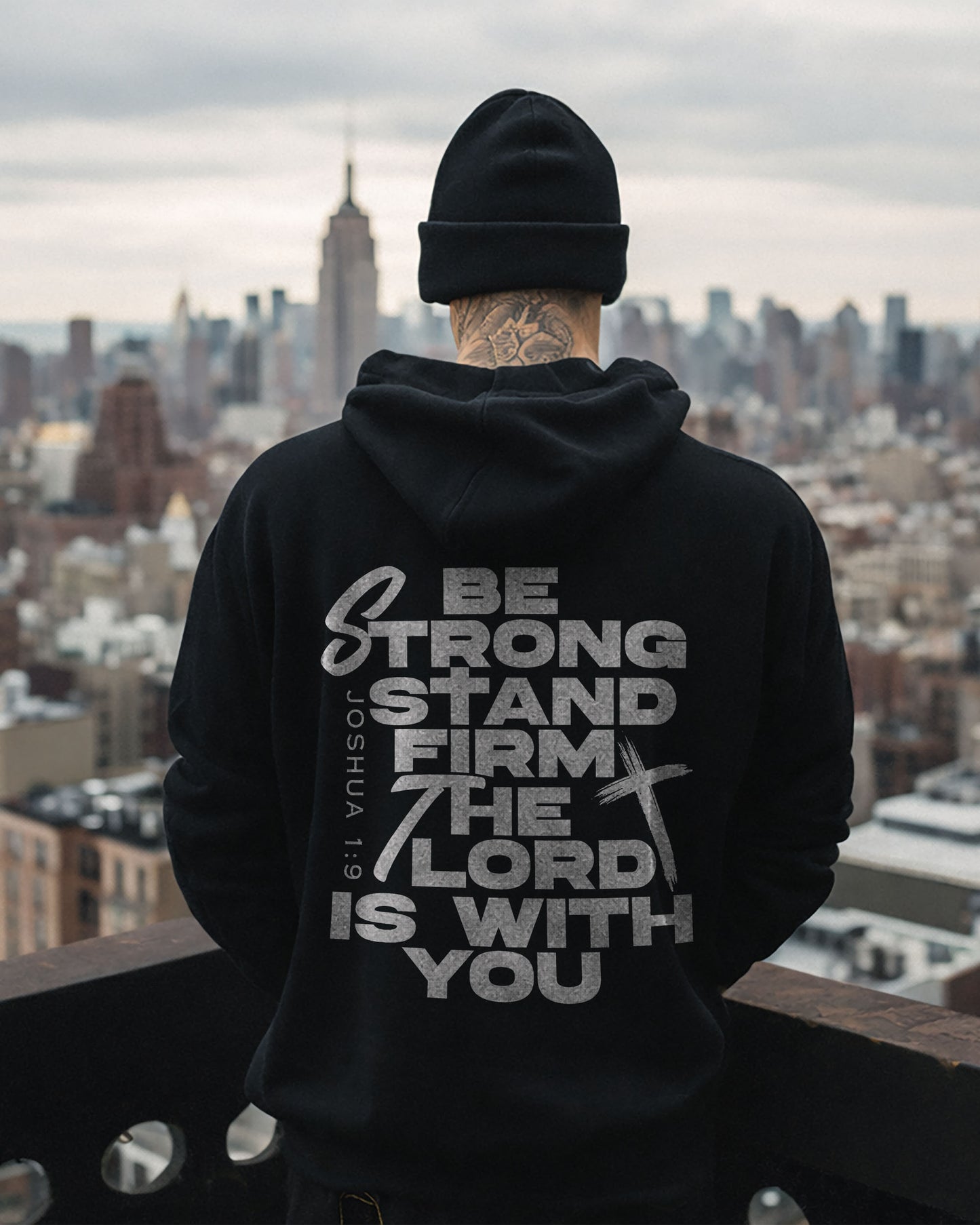 Be Strong Stand Firm The Lord Is With You Hoodie – Black