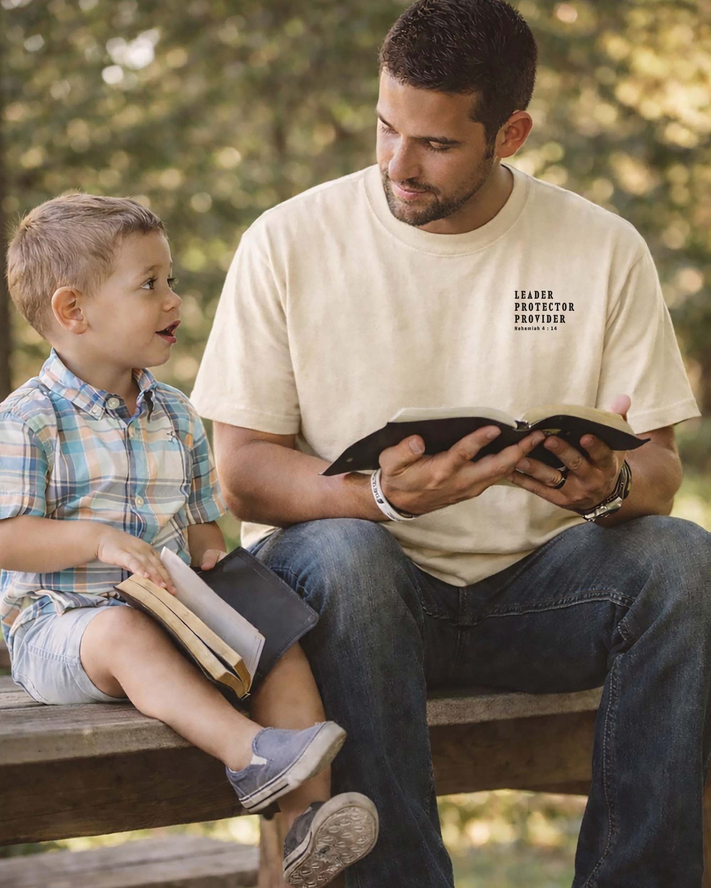 Leader. Protector. Provider -  Nehemiah 4:14 - Christian Men’s Leadership Tee