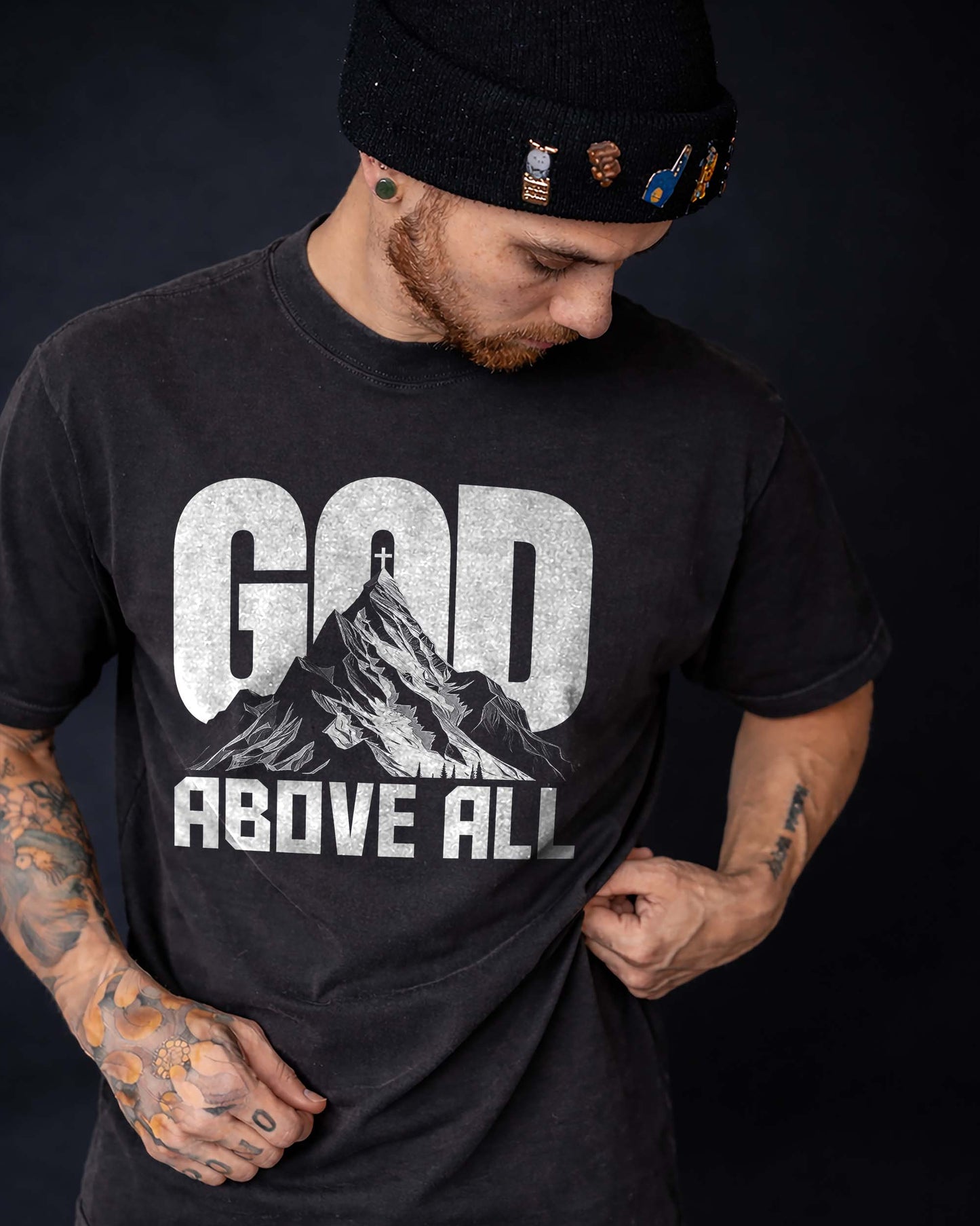 God Above All T-Shirt – Christian Men Faith Shirt - Black