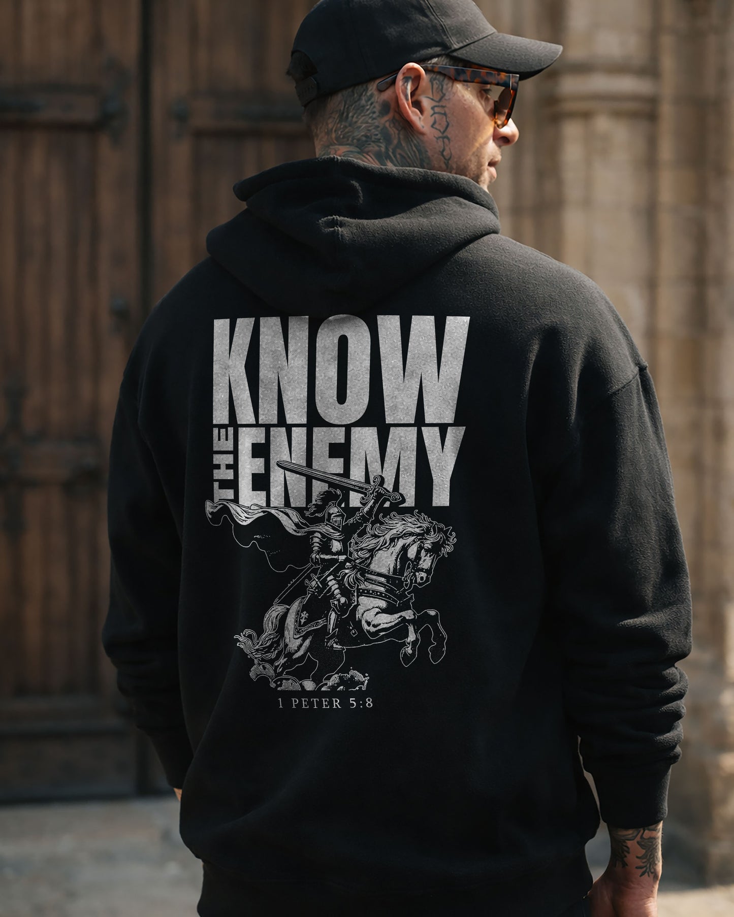 Know The Enemy Hoodie – 1 Peter 5:8 Christian Hoodie - Black