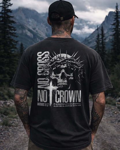 No Cross No Crown T-Shirt – Romans 8:17 Christian Black Shirt