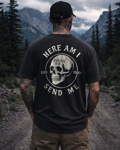 Here Am I Send Me Shirt, Christian Skull Tee, Isaiah 6:8 Faith Shirt