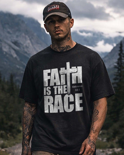Faith Is the Race Christian Shirt – Hebrews 12:1 Bible Verse Tee, Faith-Based T Shirt