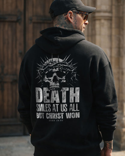 Death Smiles at Us All Hoodie – John 19:30 Christian Hoodie