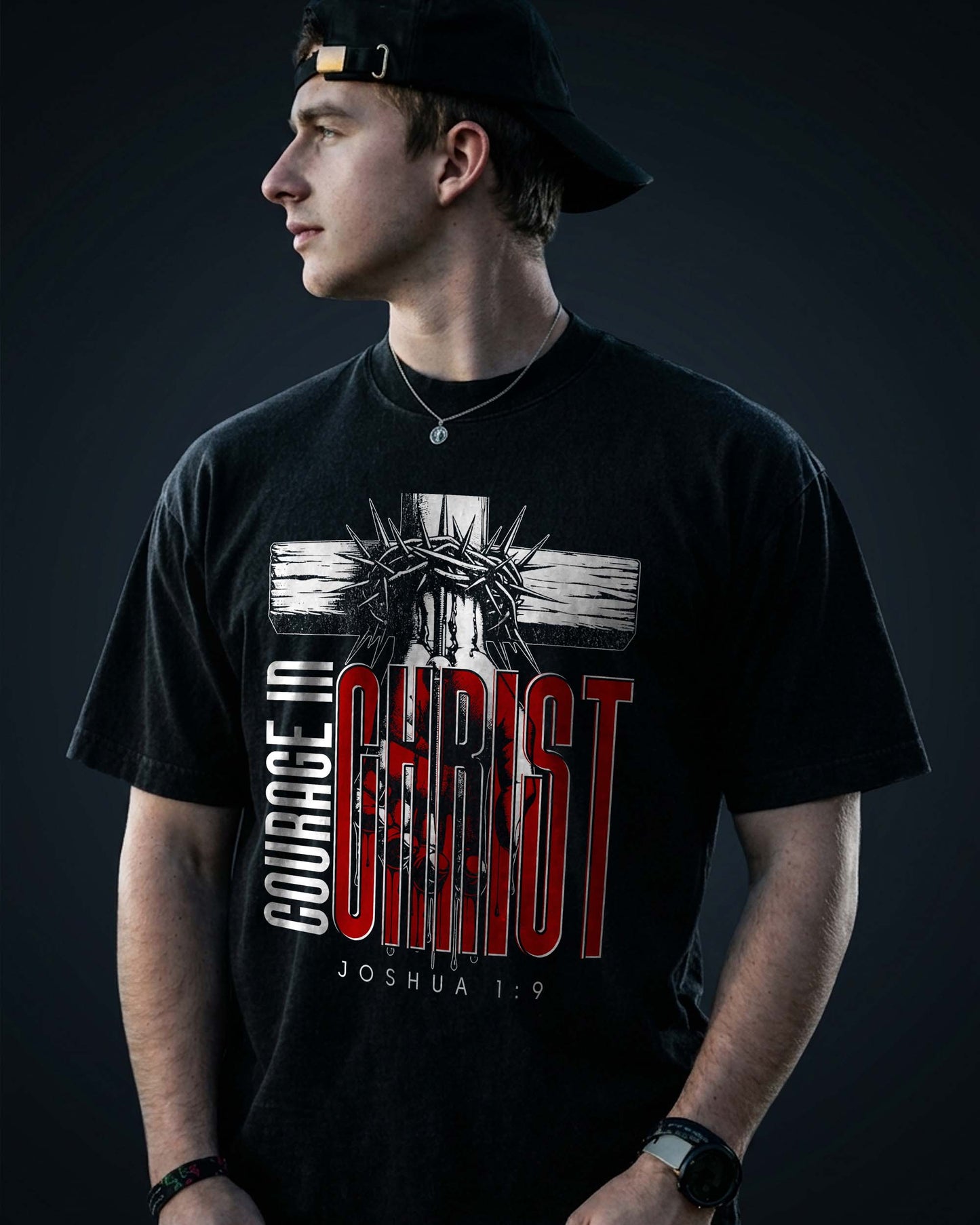 Courage in Christ T-Shirt – Joshua 1:9 Christian Shirt