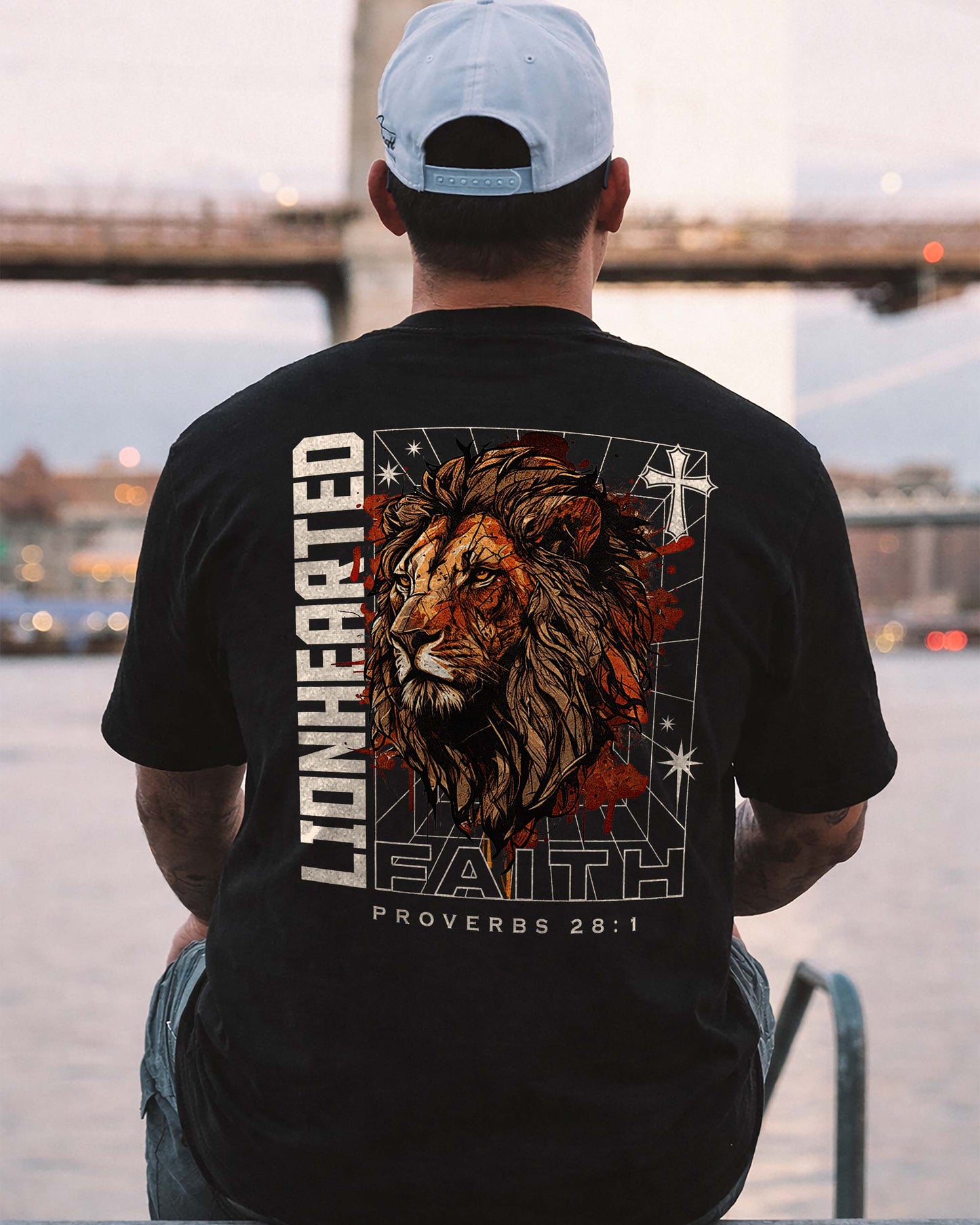 Lionhearted Faith T-Shirt – Proverbs 28:1 Christian Shirt - Black