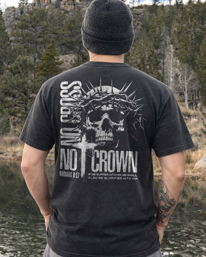 No Cross No Crown T-Shirt – Romans 8:17 Christian Black Shirt