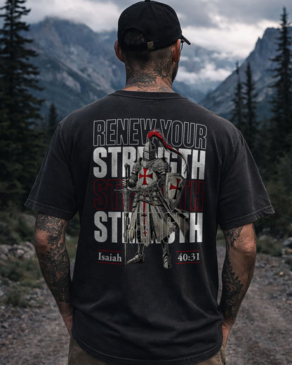 Renew Your Strength T-Shirt – Isaiah 40:31 Christian Shirt - Black