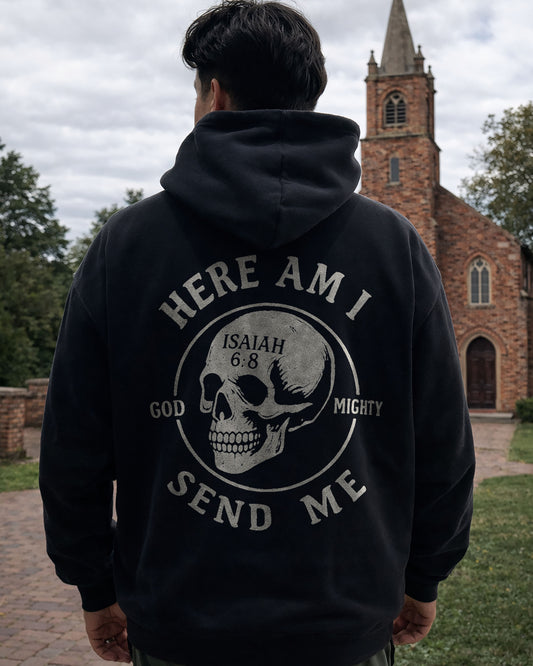 Here Am I Send Me Hoodie – Black