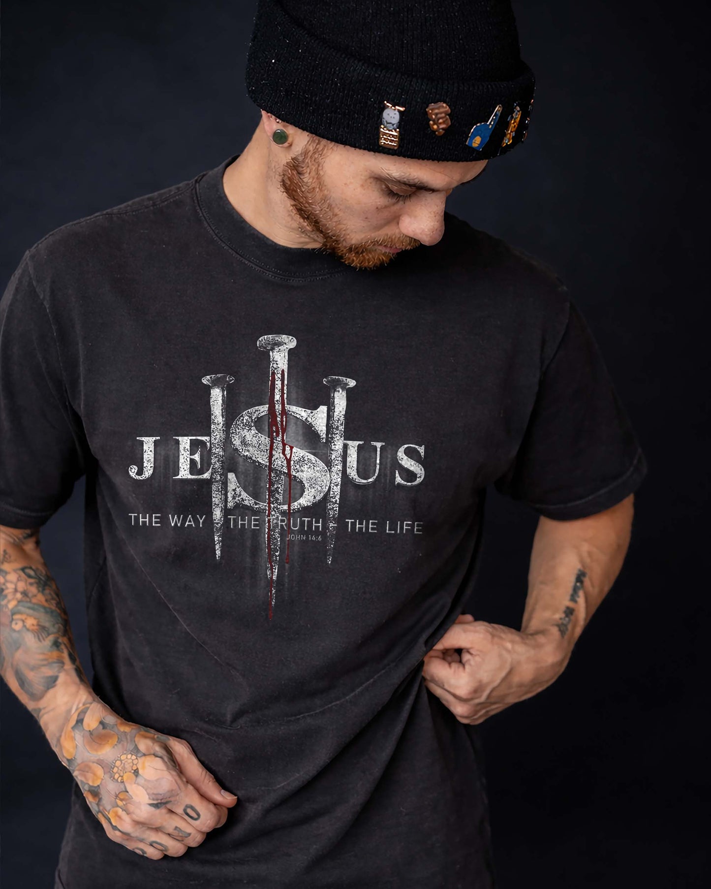 Jesus The Way The Truth The Life Shirt, Christian Cross Nail Tee, John 14:6 Faith Shirt