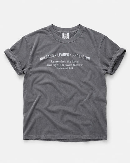 Husband • Leader • Protector | Nehemiah 4:14 Christian Men's T-Shirt
