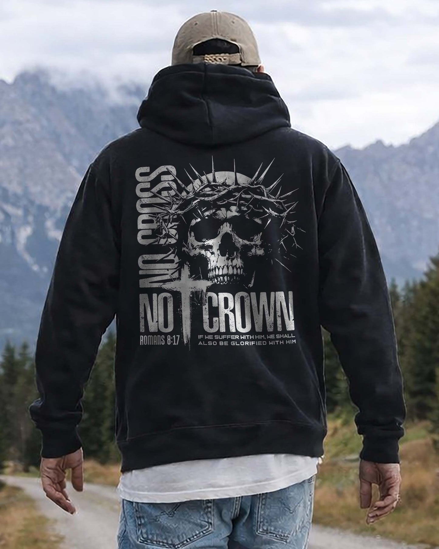No Cross No Crown Hoodie – Romans 8:17 Christian Hoodie