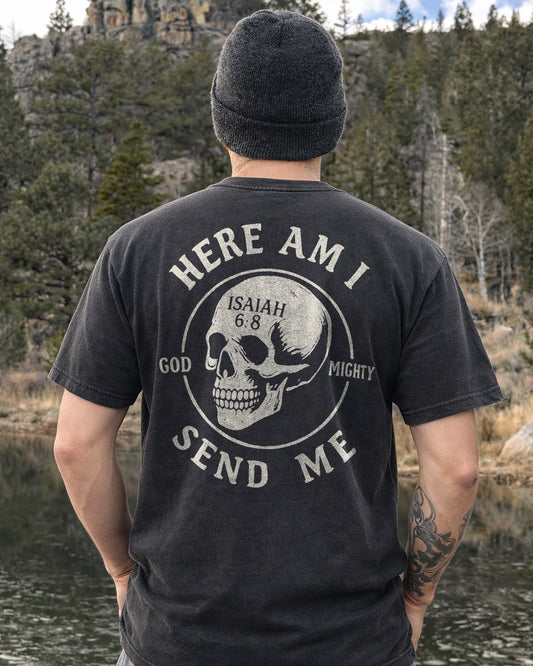 Here Am I Send Me Shirt, Christian Skull Tee, Isaiah 6:8 Faith Shirt