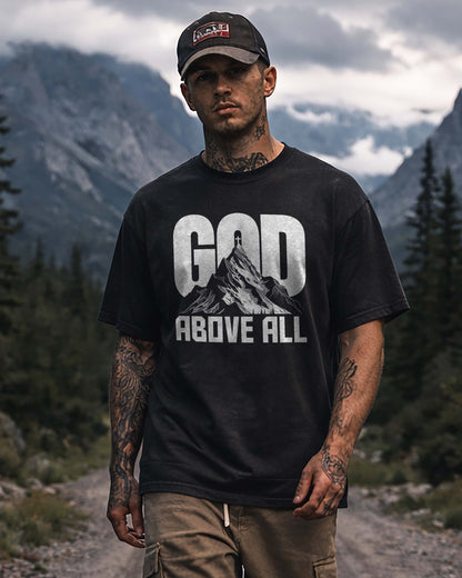 God Above All T-Shirt – Christian Men Faith Shirt - Black
