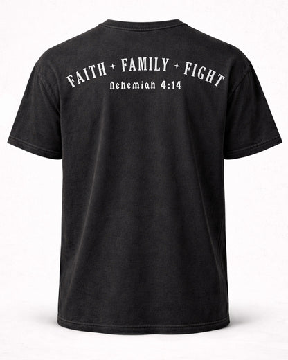 Christian Shirt for Men - Faith. Family. Fight - Father's day Gift - Nehemiah 4:14 Men’s T-Shirt