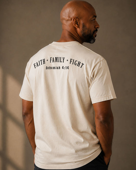 Christian Shirt for Men - Faith. Family. Fight - Father's day Gift - Nehemiah 4:14 Men’s T-Shirt
