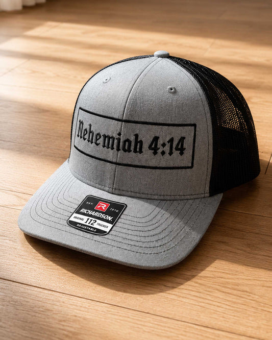 Nehemiah 4:14 Christian Embroidered Trucker Hat