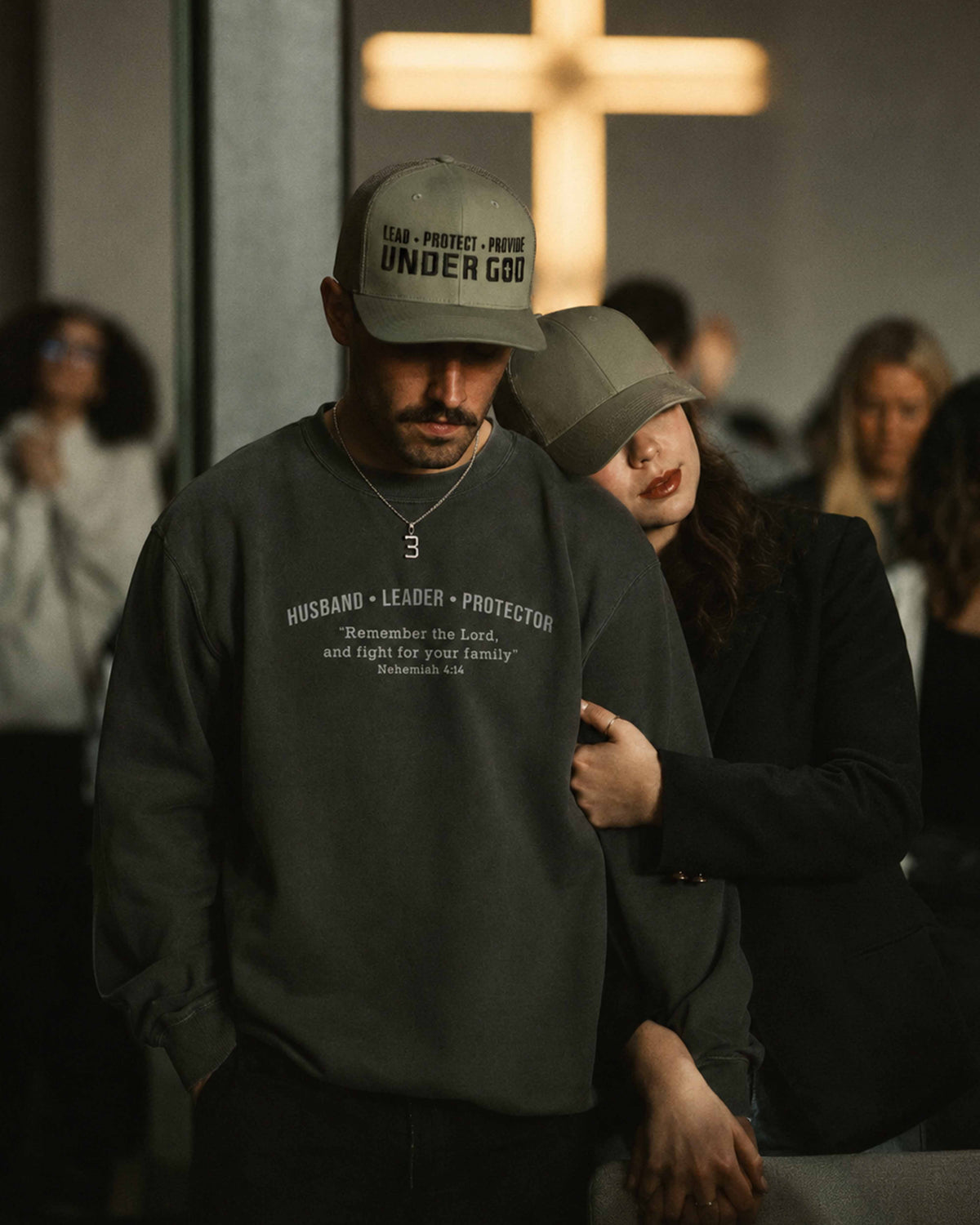 Husband • Leader • Protector – Nehemiah 4:14 Crewneck Sweatshirt
