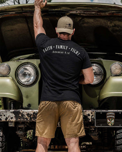 Christian Shirt for Men - Faith. Family. Fight - Father's day Gift - Nehemiah 4:14 Men’s T-Shirt