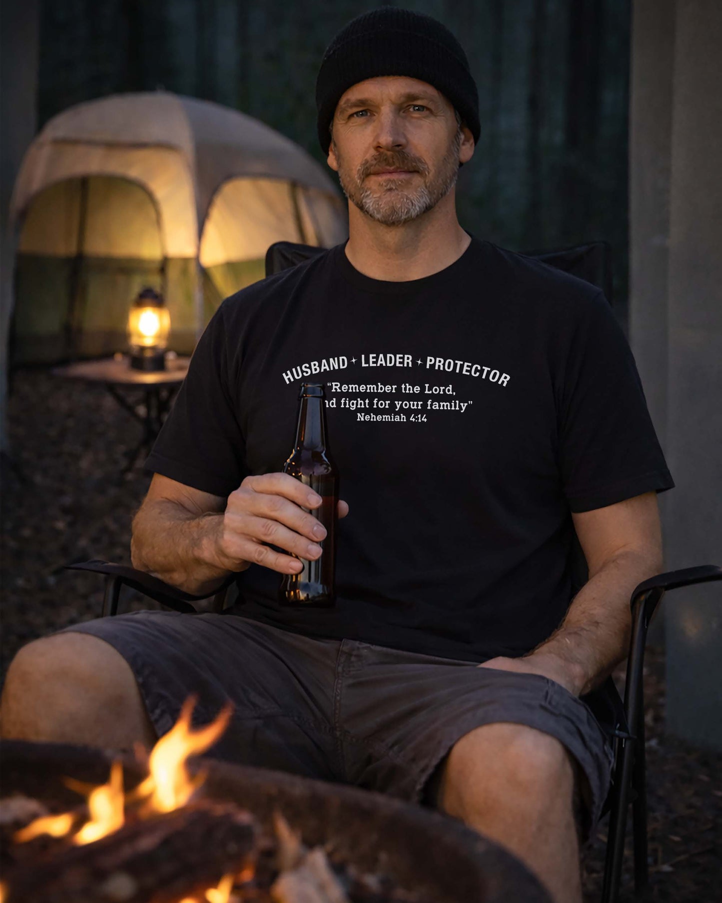 Husband • Leader • Protector | Nehemiah 4:14 Christian Men's T-Shirt