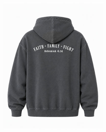 Father's Day Gift  - Faith. Family. Fight. Nehemiah 4:14 - Christian Men Hoodie