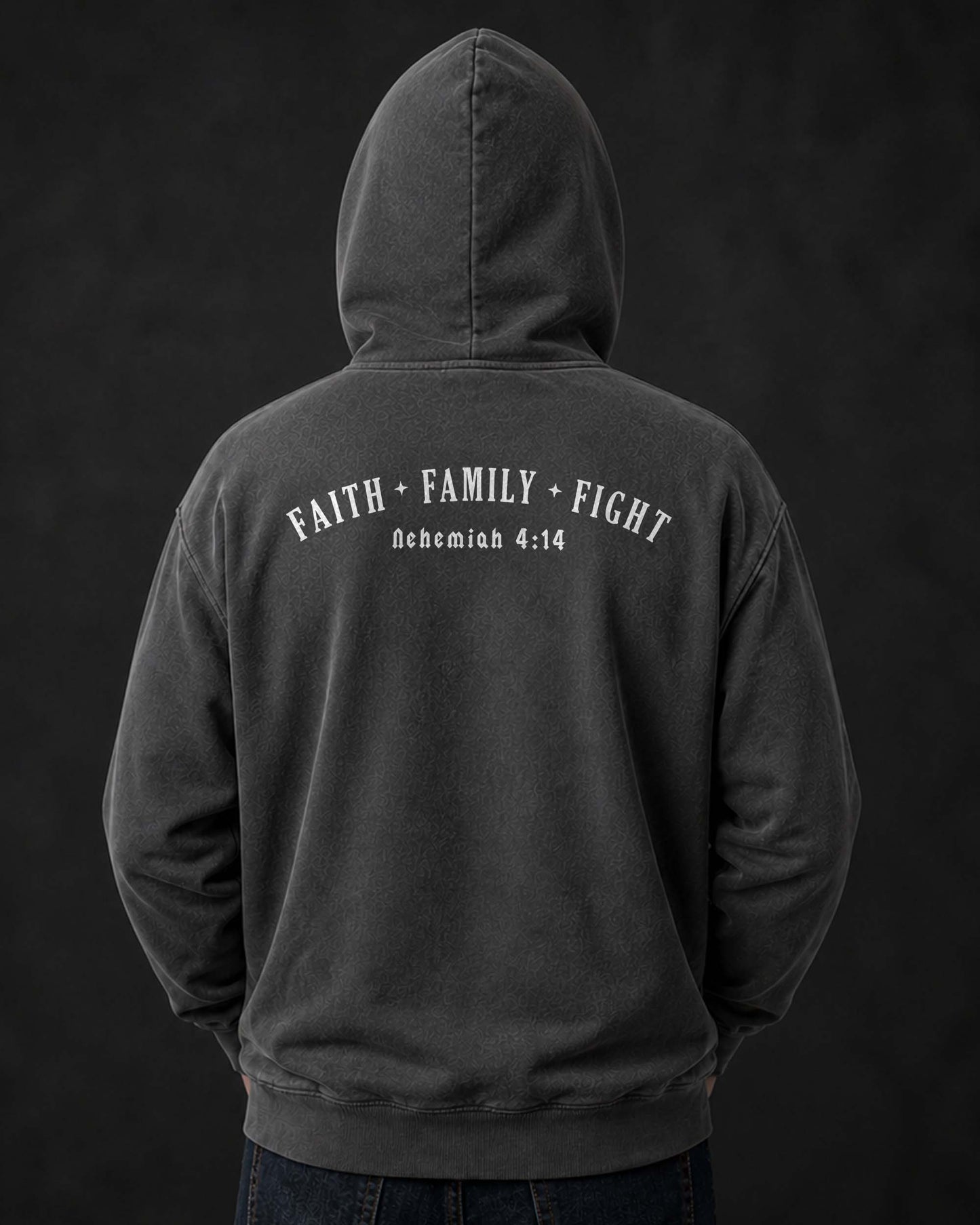 Father's Day Gift  - Faith. Family. Fight. Nehemiah 4:14 - Christian Men Hoodie
