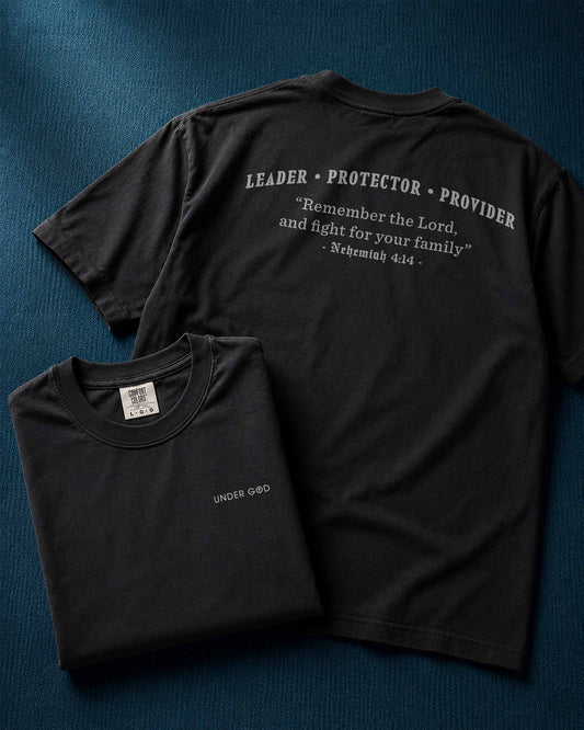 Leader • Protector • Provider | Nehemiah 4:14 Bible Christian Men's T-Shirt
